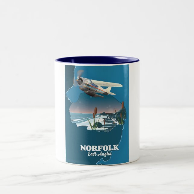 Taza Bicolor Mapa de Norfolk East Anglia (Centro)