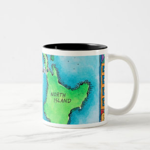 Taza Bicolor Mapa de Nueva Zelanda