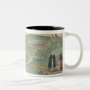 Taza Bicolor Mapa de Praga, de "Civitates Orbis Terrarum" cerca