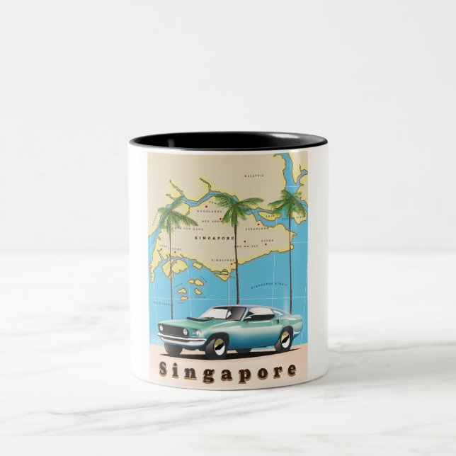 Taza Bicolor mapa de Singapur (Centro)
