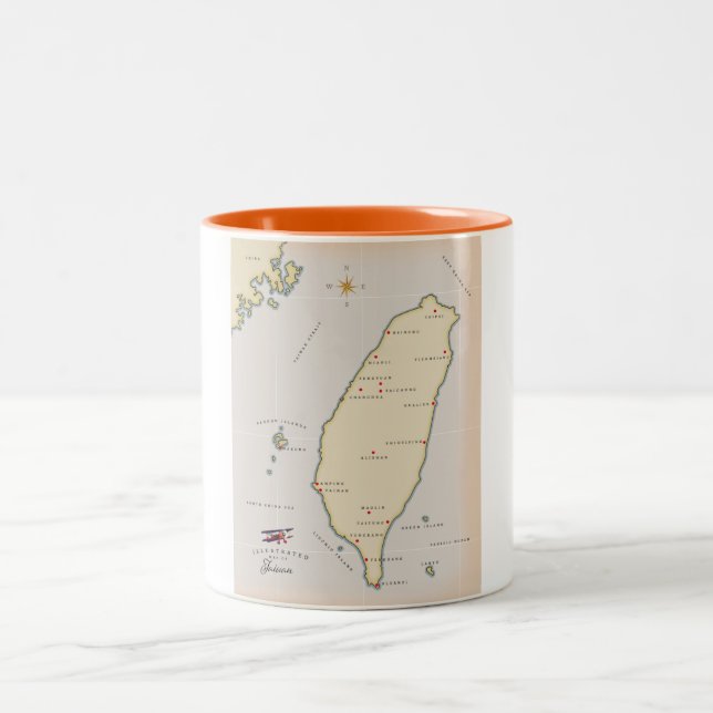 Taza Bicolor Mapa de Taiwán (Centro)