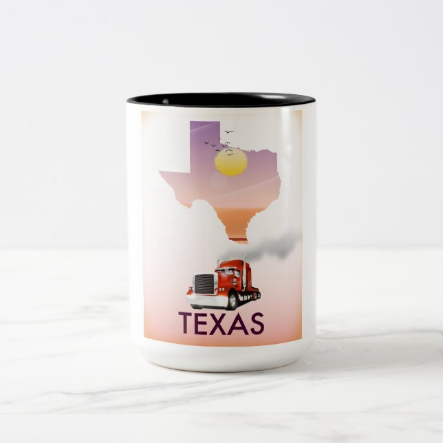 Taza Bicolor Mapa de Texas Big Rig (Centro)