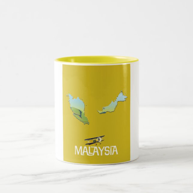 Taza Bicolor Mapa de viaje de Malasia (Centro)