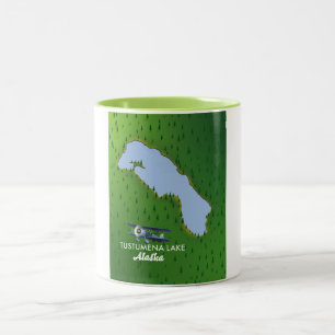 Taza Bicolor mapa de viaje del lago Tustumena