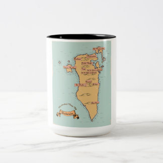 Taza Bicolor Mapa de viajes de Bahrain Vintage