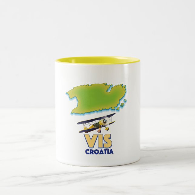 Taza Bicolor Mapa de Vis Croacia (Centro)