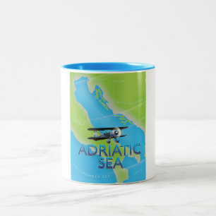 Taza Bicolor Mapa de vuelo del Mar Adriático