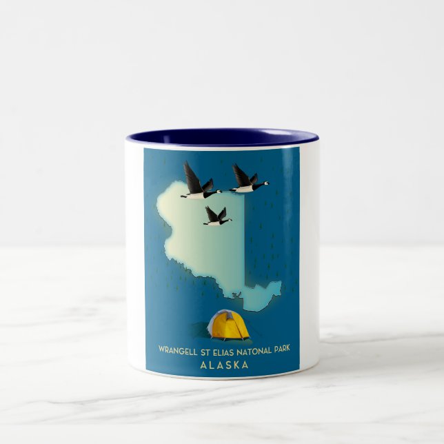 Taza Bicolor mapa de Wrangell St Elias Alaska (Centro)