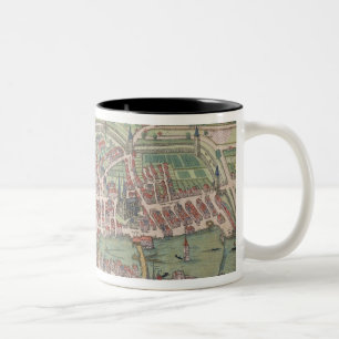 Taza Bicolor Mapa de Zurich, de "Civitates Orbis Terrarum"