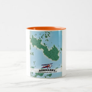 Taza Bicolor Mapa del cartel de viaje de Sommarøy Noruega