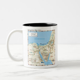Taza Bicolor Mapa del éxodo Egipto y Sinaí 1400 a de Moses B