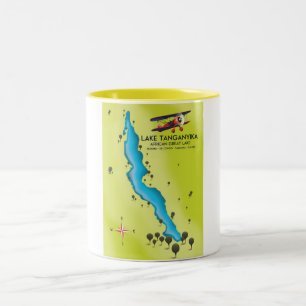 Taza Bicolor Mapa del gran lago africano del lago Tanganica