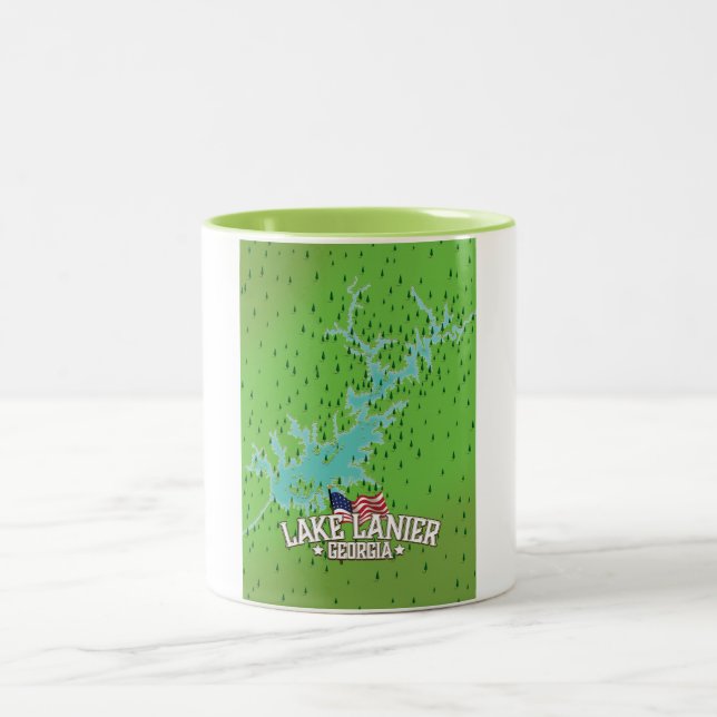 Taza Bicolor Mapa del lago Lanier Georgia (Centro)