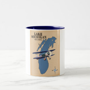 Taza Bicolor Mapa del lago Michigan Norteamérica