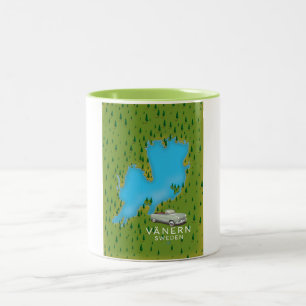 Taza Bicolor Mapa del lago Vänern Suecia