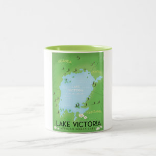Taza Bicolor Mapa del Lago Victoria - Arte de viajes en el Gran