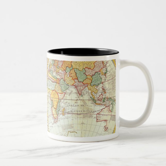 Taza Bicolor Mapa del mundo doble del hemisferio (Derecha)