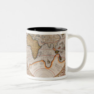 Taza Bicolor Mapa del mundo doble del hemisferio, 1587