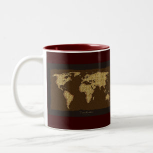Taza Bicolor Mapa del mundo ruso moderno sobre un gran regalo!