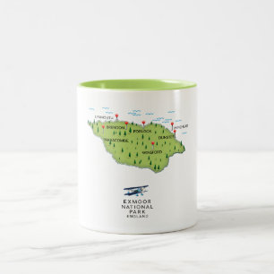 Taza Bicolor mapa del Parque Nacional de Exmoor