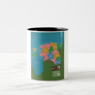 Taza Bicolor Mapa del poster de viajes de la época de Estonia C