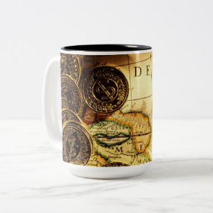 Taza Bicolor Mapa del tesoro del oro de los piratas