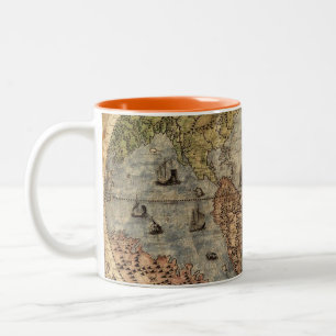 Taza Bicolor Mapa del viejo mundo vintage del café Mug