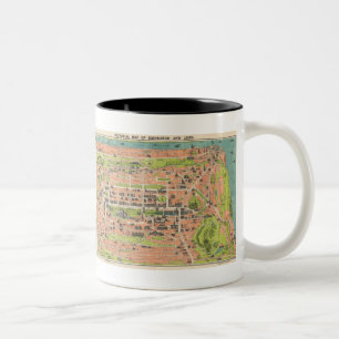 Taza Bicolor Mapa del vintage de Edimburgo Escocia (1935)
