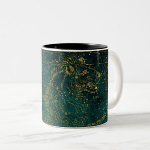 Taza Bicolor Mapa Estelar Celestial Astrológico LEO León Verde