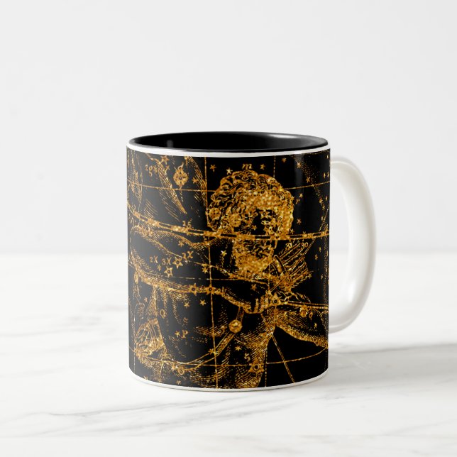 Taza Bicolor Mapa Estelar Celestial Astrológico Oro Sagitario (Anverso derecho)