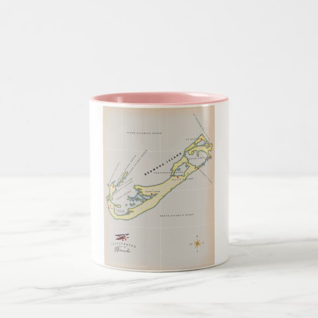 Taza Bicolor Mapa ilustrado de Bermudas (Centro)