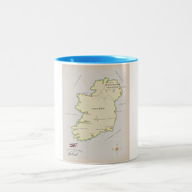 Taza Bicolor Mapa ilustrado de Irlanda (Centro)