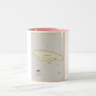Taza Bicolor Mapa ilustrado de Jamaica.