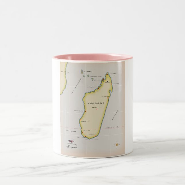 Taza Bicolor Mapa ilustrado de Madagascar (Centro)