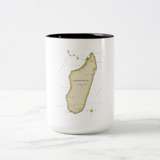 Taza Bicolor Mapa ilustrado de Madagascar