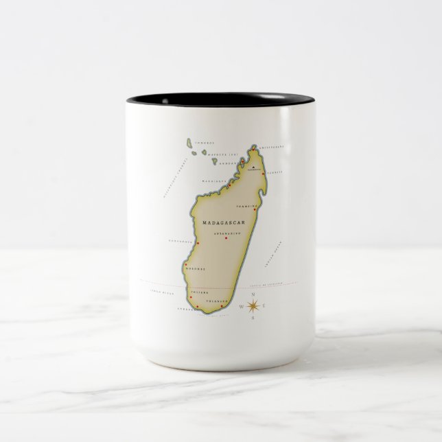 Taza Bicolor Mapa ilustrado de Madagascar (Centro)