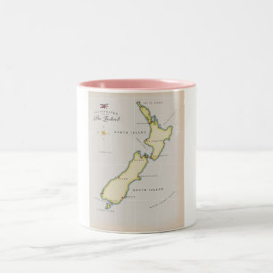 Taza Bicolor Mapa ilustrado de Nueva Zelanda