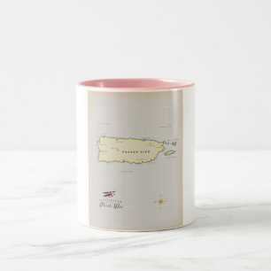 Taza Bicolor Mapa ilustrado de Puerto Rico.