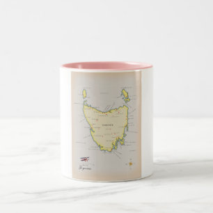 Taza Bicolor Mapa ilustrado de Tasmania.