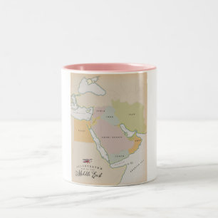 Taza Bicolor Mapa ilustrado del Medio Oriente.