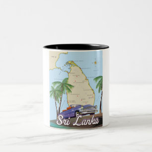 Taza Bicolor Mapa ilustrado detallado de Sri Lanka