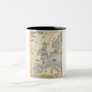 Taza Bicolor Mapa meteorológico antiguo de las Islas Británicas