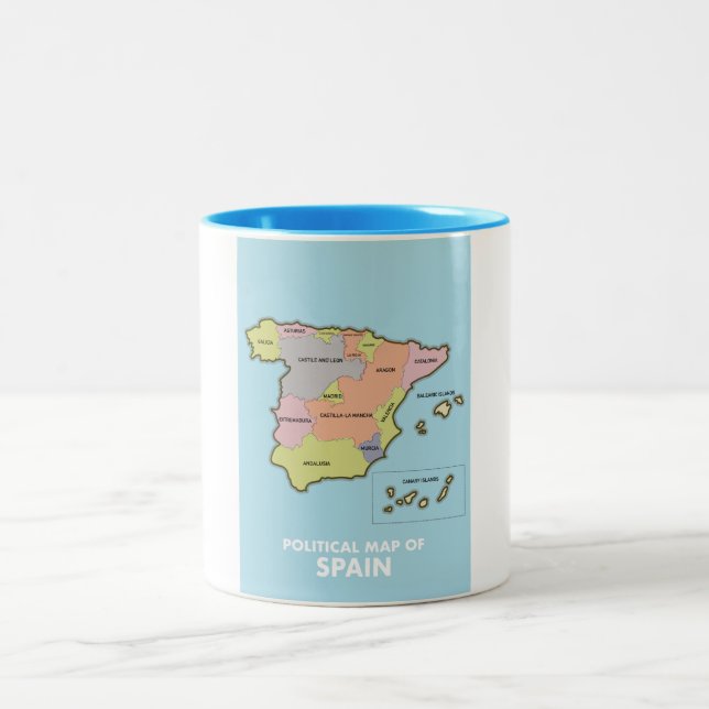 Taza Bicolor Mapa político de España. (Centro)