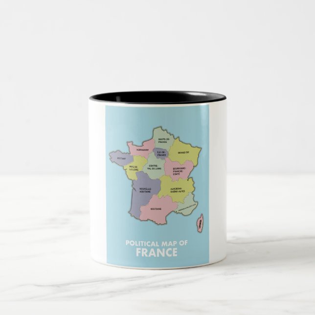 Taza Bicolor Mapa político de Francia (Centro)