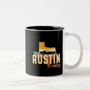 Taza Bicolor Mapa retro de la ciudad de Austin Tejas TX los
