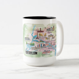 Taza Bicolor Mapa retro del vintage de Berlín Alemania