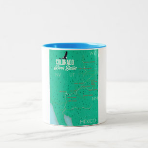 Taza Bicolor Mapa vintage de la Cuenca del Río Colorado