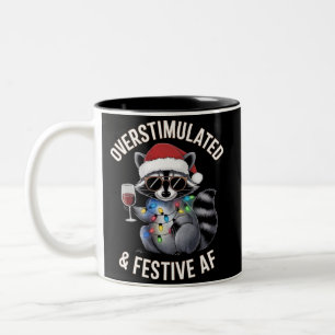 Taza Bicolor Mapache Amante del Espresso Sobrestimulado y Festi