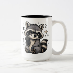 Taza Bicolor Mapache Sencillo y Sassy Mostrando Actitud