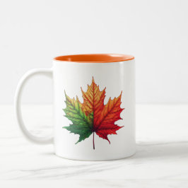 Taza Bicolor Maple Fall Leaf
